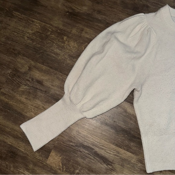 CeCe White Puff Sleeve Crewneck Sweater - Picture 5 of 9